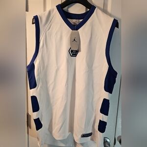 White and Blue Basketball Jersey